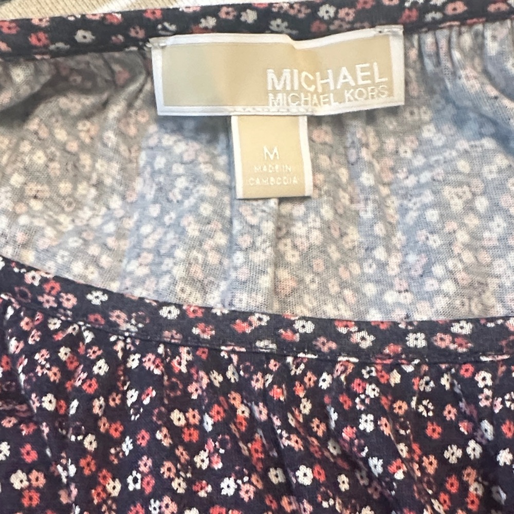 Michael Kors Floral Print Top - Black and Pink